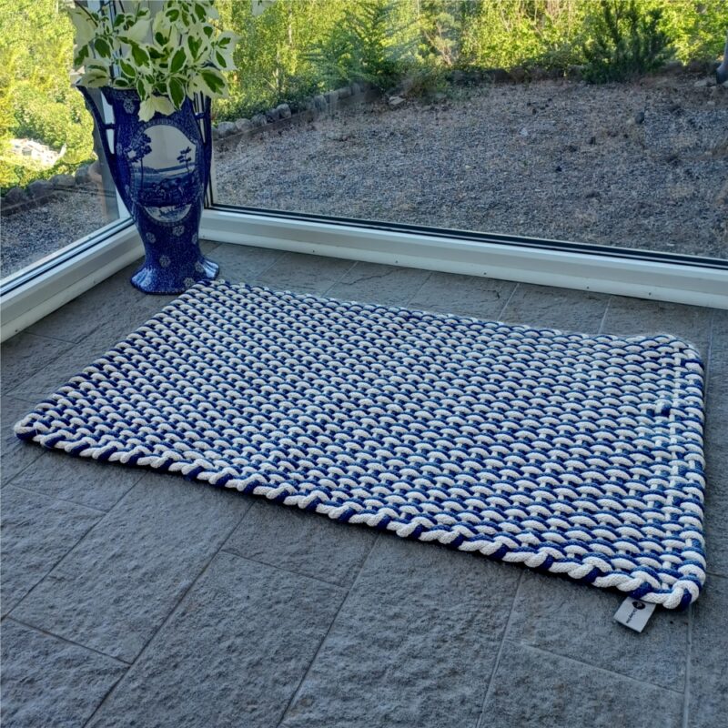 Bomullsmatta Rep mix Navy / Natur, recycled - Bild 2