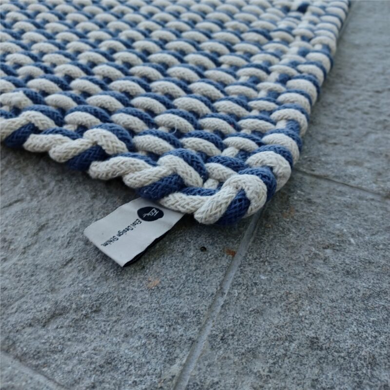 Bomullsmatta Rep mix Navy / Natur, recycled - Bild 3