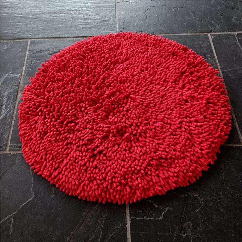 Bomullsmatta Rasta i chenille, Medium Ø 55 cm Röd - Bild 2