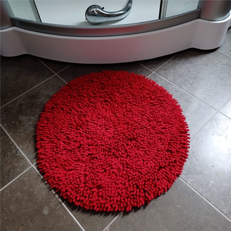 Bomullsmatta Rasta i chenille, Medium Ø 55 cm Röd - Bild 3
