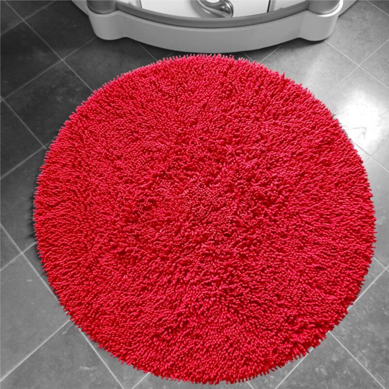 Bomullsmatta Rasta i chenille, XL rund Ø 120 cm Röd - Bild 3