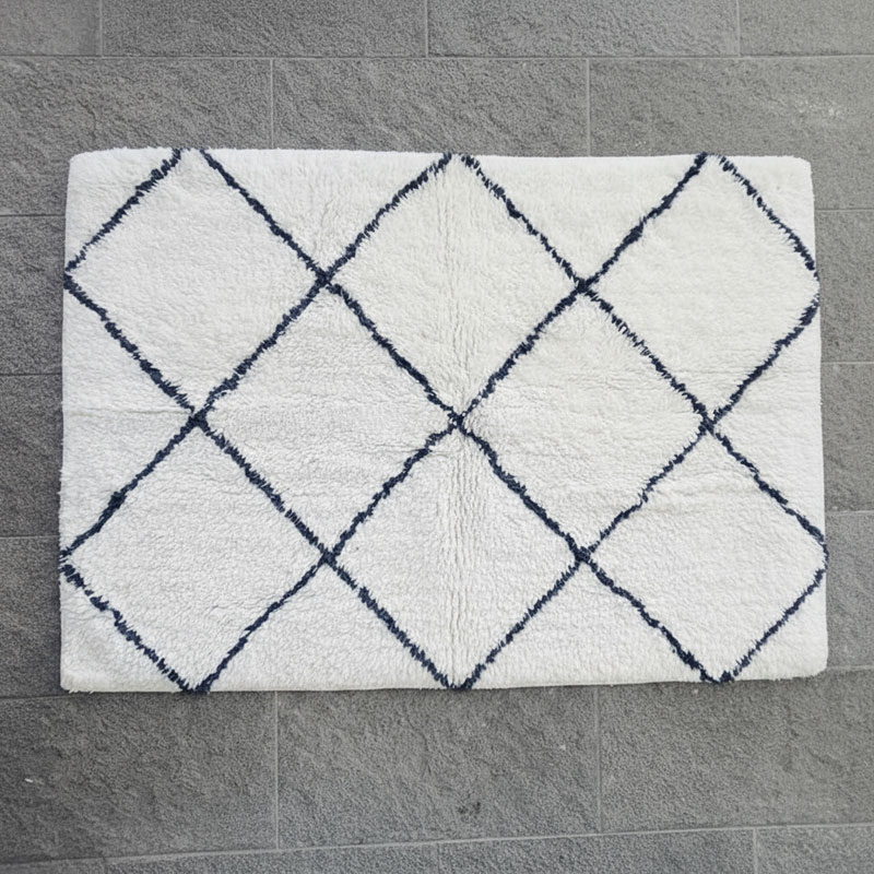 Bomullsmatta ROMB, vit/grå