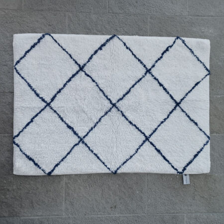 Bomullsmatta Romb Vit/blå