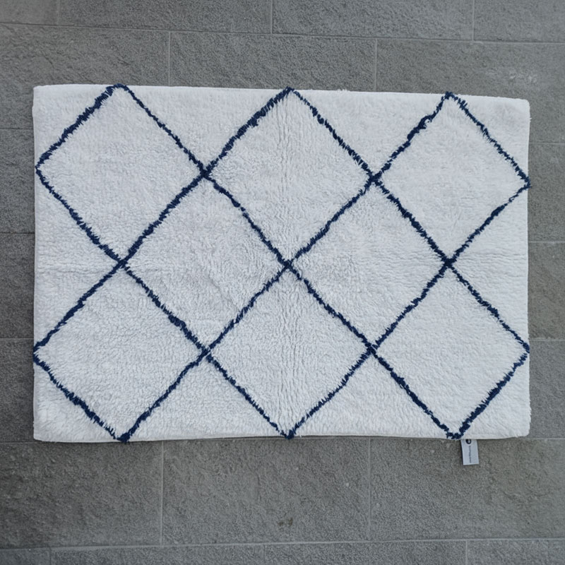 Bomullsmatta Romb Vit/blå
