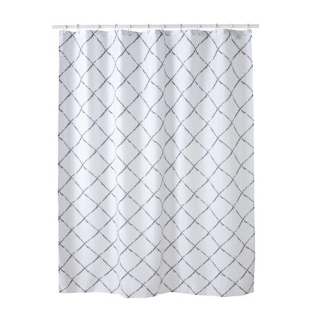 Duschdraperi textil Std-stl. Romb Vit/grå