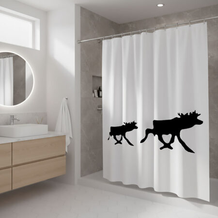 Duschdraperi textil Std-stl. Älg/Moose/Elch