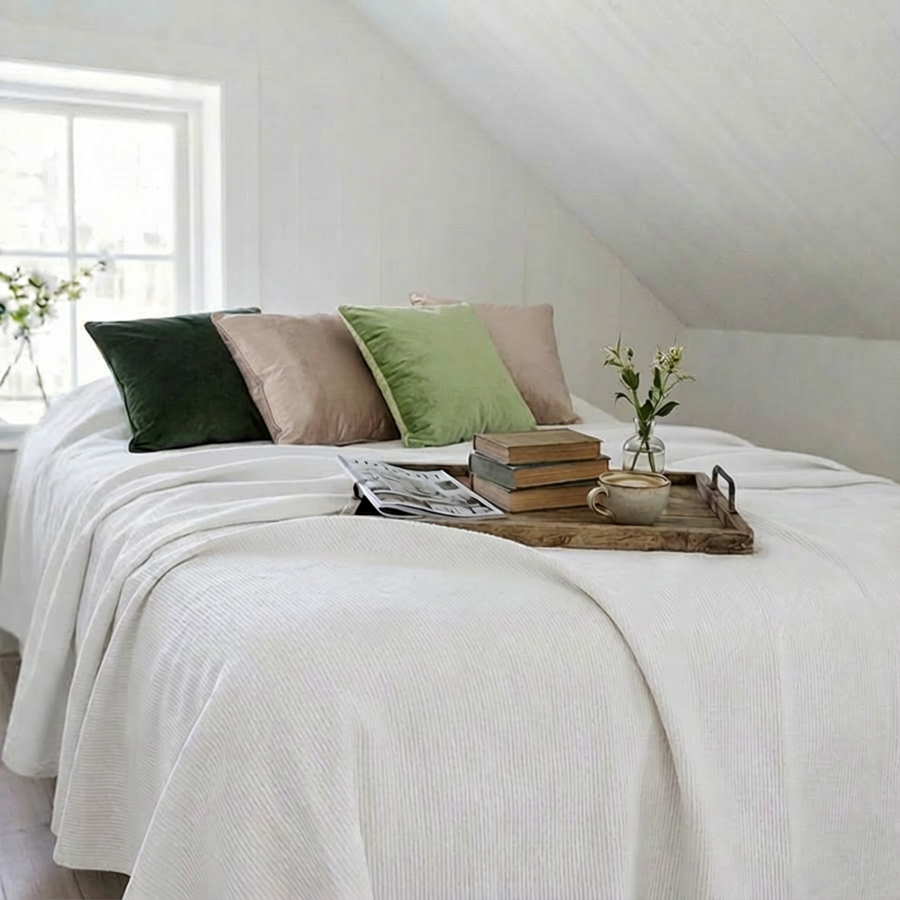 Överkast Stripes Vit - Bild 2