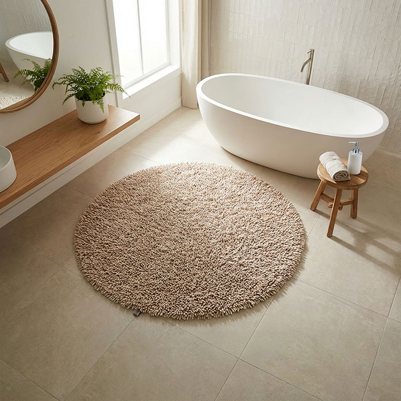 Bomullsmatta Rasta i chenille, XL rund Ø 120 cm Natur - Bild 2