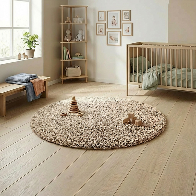 Bomullsmatta Rasta i chenille, XL rund Ø 120 cm Natur - Bild 4